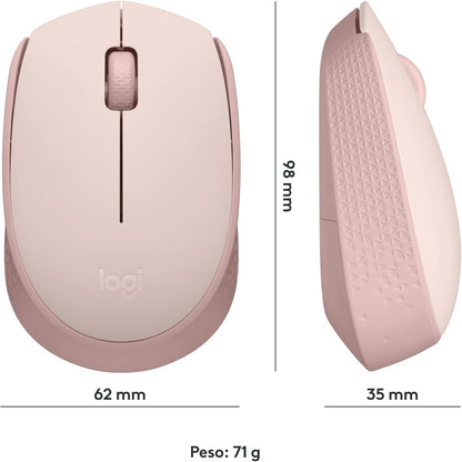 Logitech M171 Wireless Mouse for PC, Mac, Laptop, 2.4 GHz with USB Mini Receiver, Optical Tracking, 12-Months Battery Life, Ambidextrous - Pink