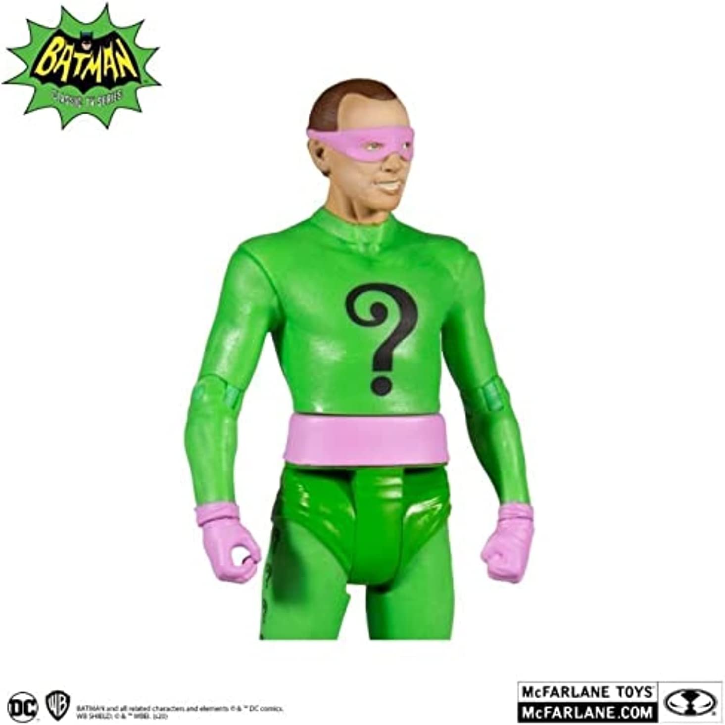 McFarlane Toys, DC Multiverse, 5-inch DC Retro The Riddler Action Figure with Action Word Bubbles, Collectible DC Retro 1960's TV Figure – Ages 12+