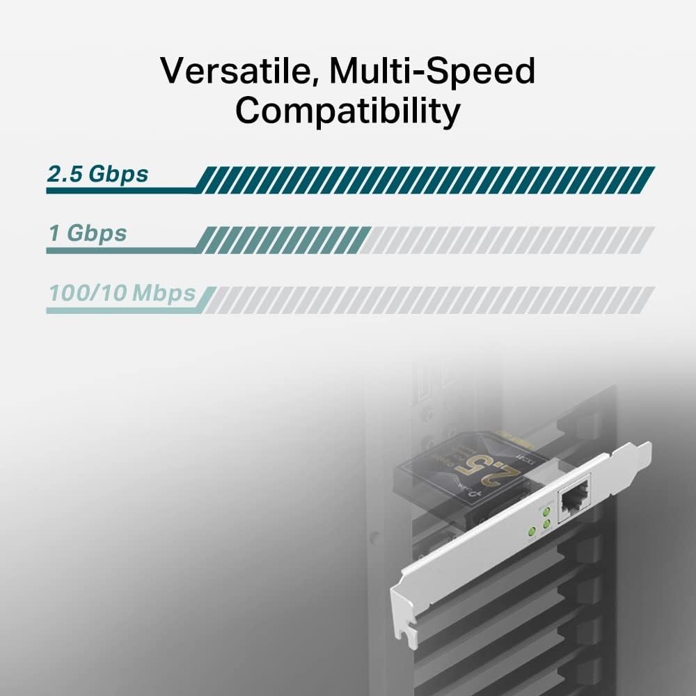 TP-Link 2.5 Gigabit PCI Express Network Adapter, Low-Profile and Full-Height Brackets, Supports Windows 11/10/8.1/8/7, Windows Servers RS 2022/2019/2016/2012 R2/2012/2008 R2, Linux (TX201