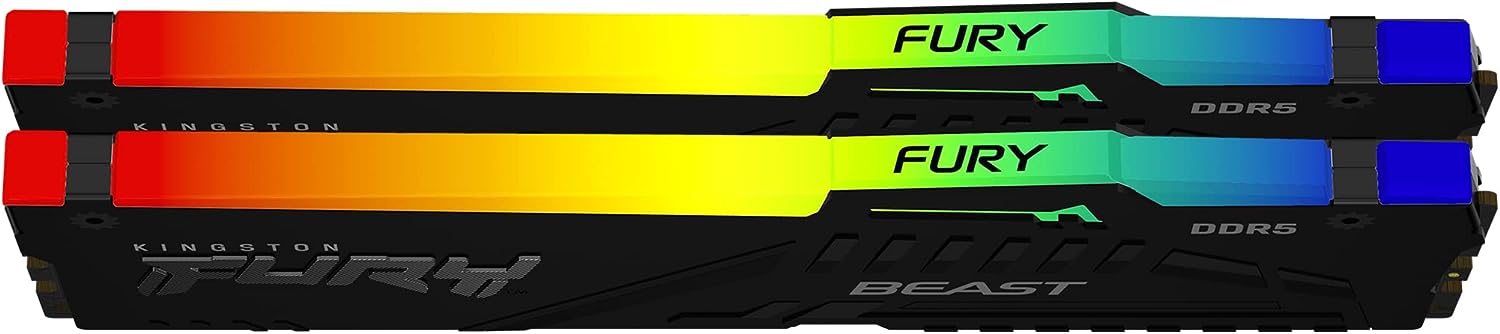 Kingston Fury Beast DDR5 RGB 16GB (2 x 8 GB) 5600MT/s DDR5 CL40 DIMM Desktop Gaming Memory Kit of 2 - KF556C40BBAK2-16 Black 16GB Kit of 2 5600MT/s