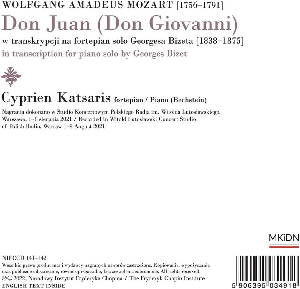 Mozart: Don Juan in Transcription for Piano Solo By Bizet