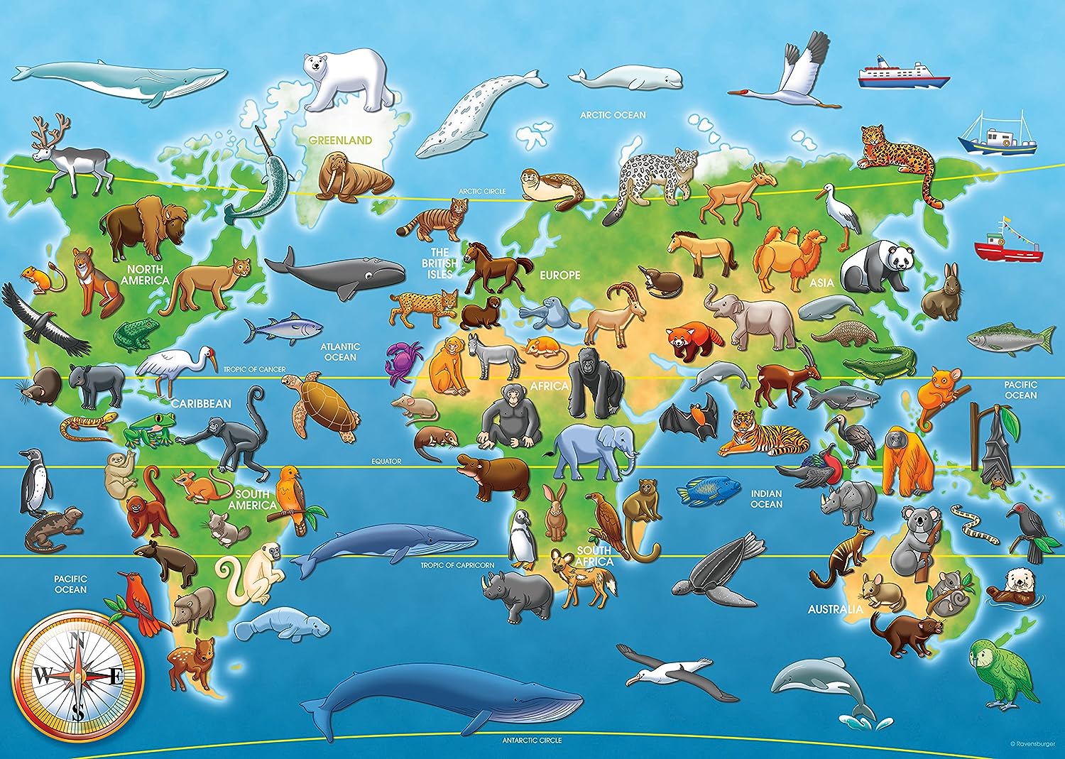 Ravensburger Rompecabezas de 60 Piezas para niños de 4 años en adelante, 69,9 x 49,7 x 0,2 cm (5515