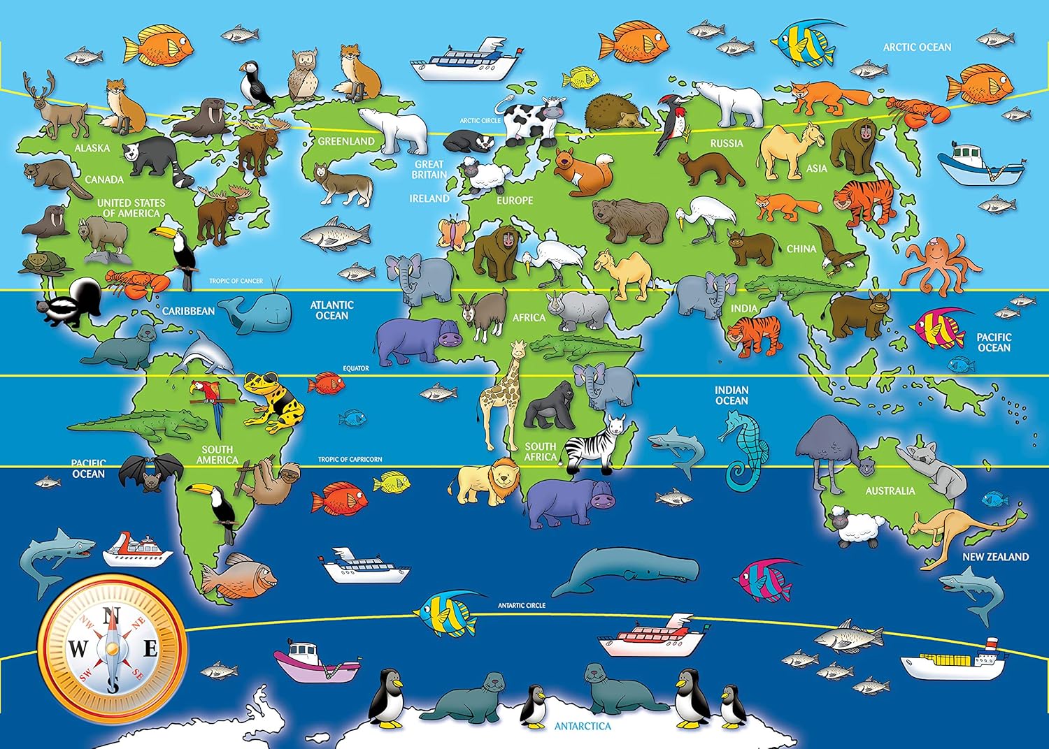 Ravensburger Animals of the World 60 piece Jigsaw Puzzle for Kids age 4 years and up & Marvel Avengers 60 Piece Giant Floor Jigsaw Puzzle for Kids Age 4 Years