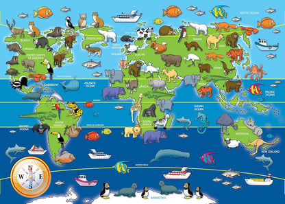 Ravensburger Animals of the World 60 piece Jigsaw Puzzle for Kids age 4 years and up & Marvel Avengers 60 Piece Giant Floor Jigsaw Puzzle for Kids Age 4 Years