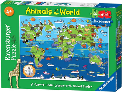 Ravensburger Animals of the World 60 piece Jigsaw Puzzle for Kids age 4 years and up & Marvel Avengers 60 Piece Giant Floor Jigsaw Puzzle for Kids Age 4 Years