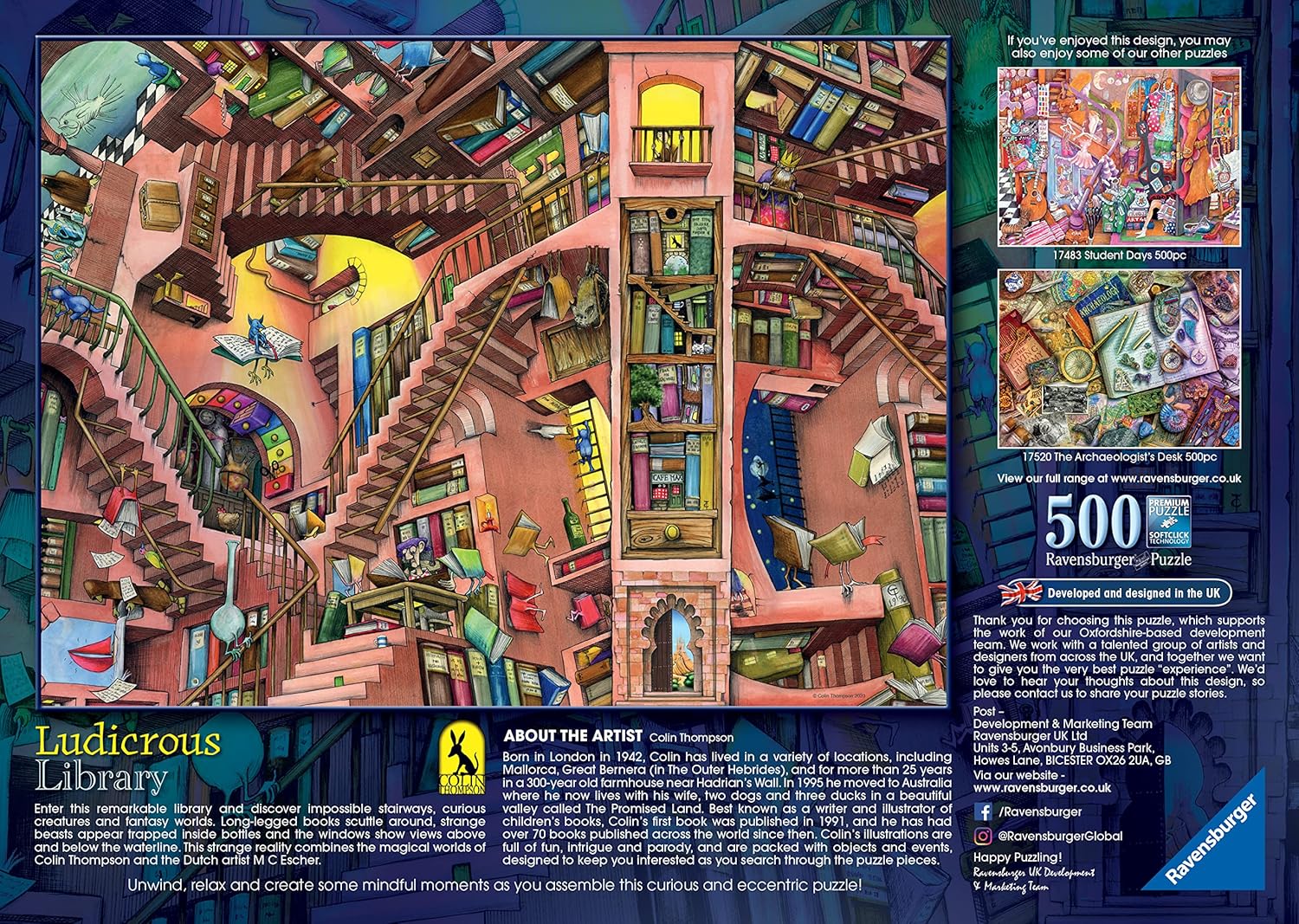 Ravensburger Colin Thompson The Ludicrous Library 500 Piece Jigsaw Puzzle for Adults and Kids Age 10 Years Up