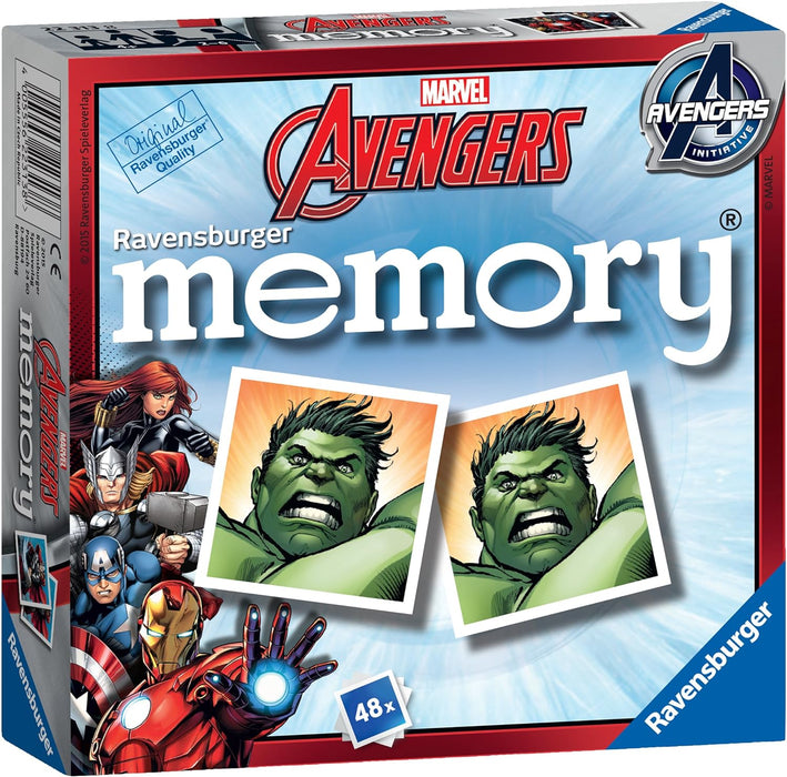 Ravensburger Marvel Avengers Mini Memory Game - Matching Picture Snap Pairs Game For Kids Age 3 Years and Up - Hulk, Thor, Iron Man & More,Black