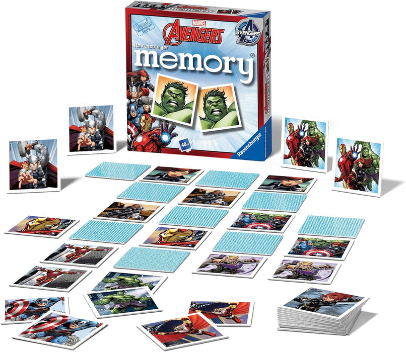 Ravensburger Marvel Avengers Mini Memory Game - Matching Picture Snap Pairs Game For Kids Age 3 Years and Up - Hulk, Thor, Iron Man & More,Black