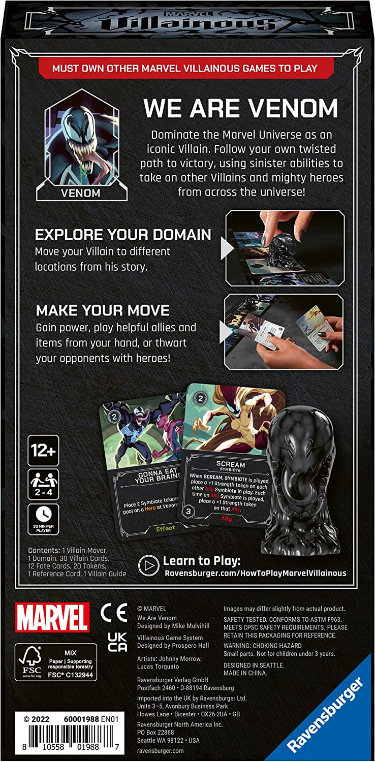 Ravensburger Marvel Villainous Venom Expansion - Strategy Family Board Games for Adults and Kids Age 10 Years Up - Requires Base Game