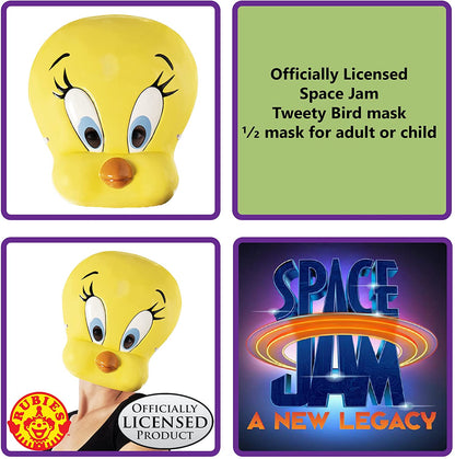 Rubie's Unisex Warner Bros. Space Jam Tweety Bird Plastic Half-Mask, One Size