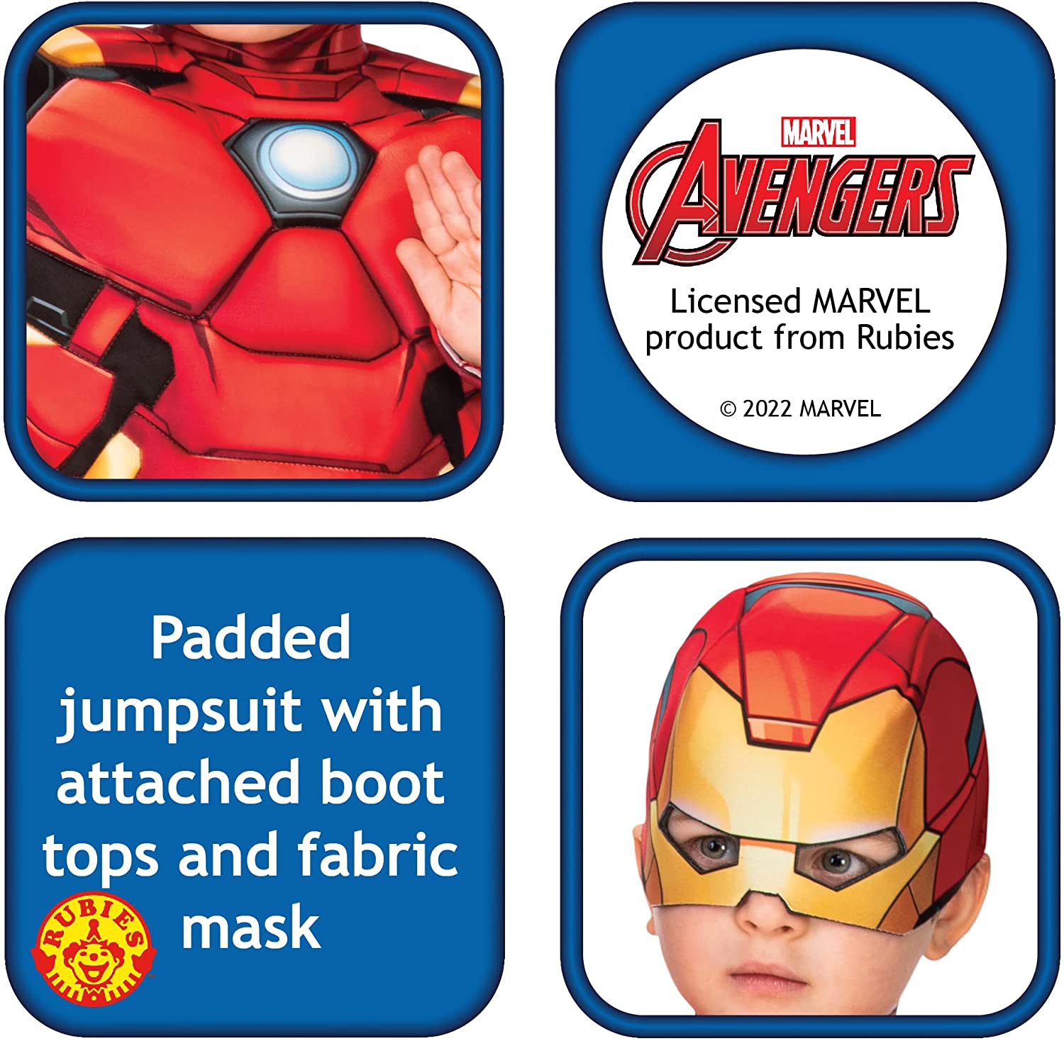 Rubies Official Marvel Avengers Iron Man Deluxe Toddler Costume, Kids Fancy Dress