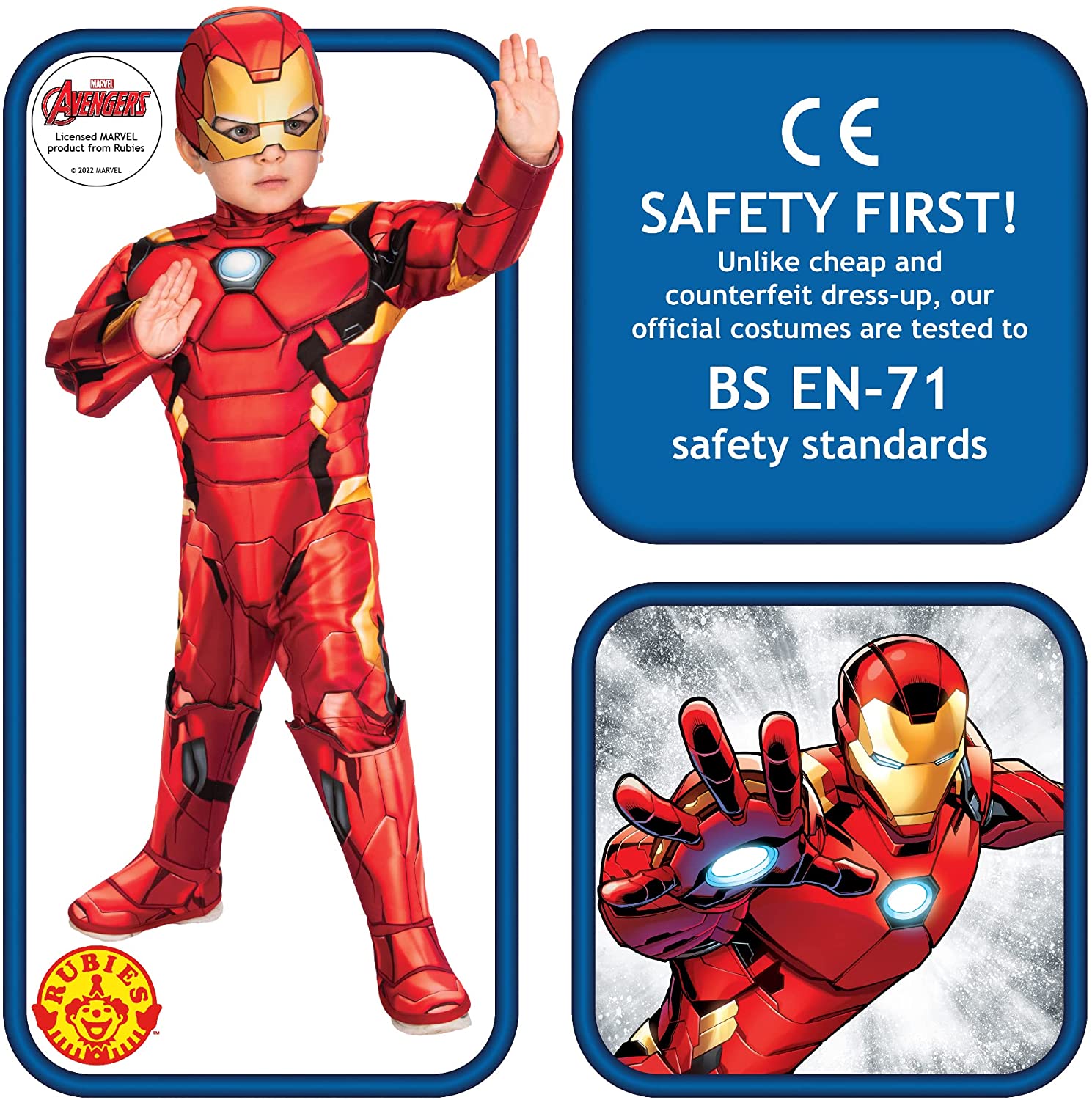 Rubies Official Marvel Avengers Iron Man Deluxe Toddler Costume, Kids Fancy Dress