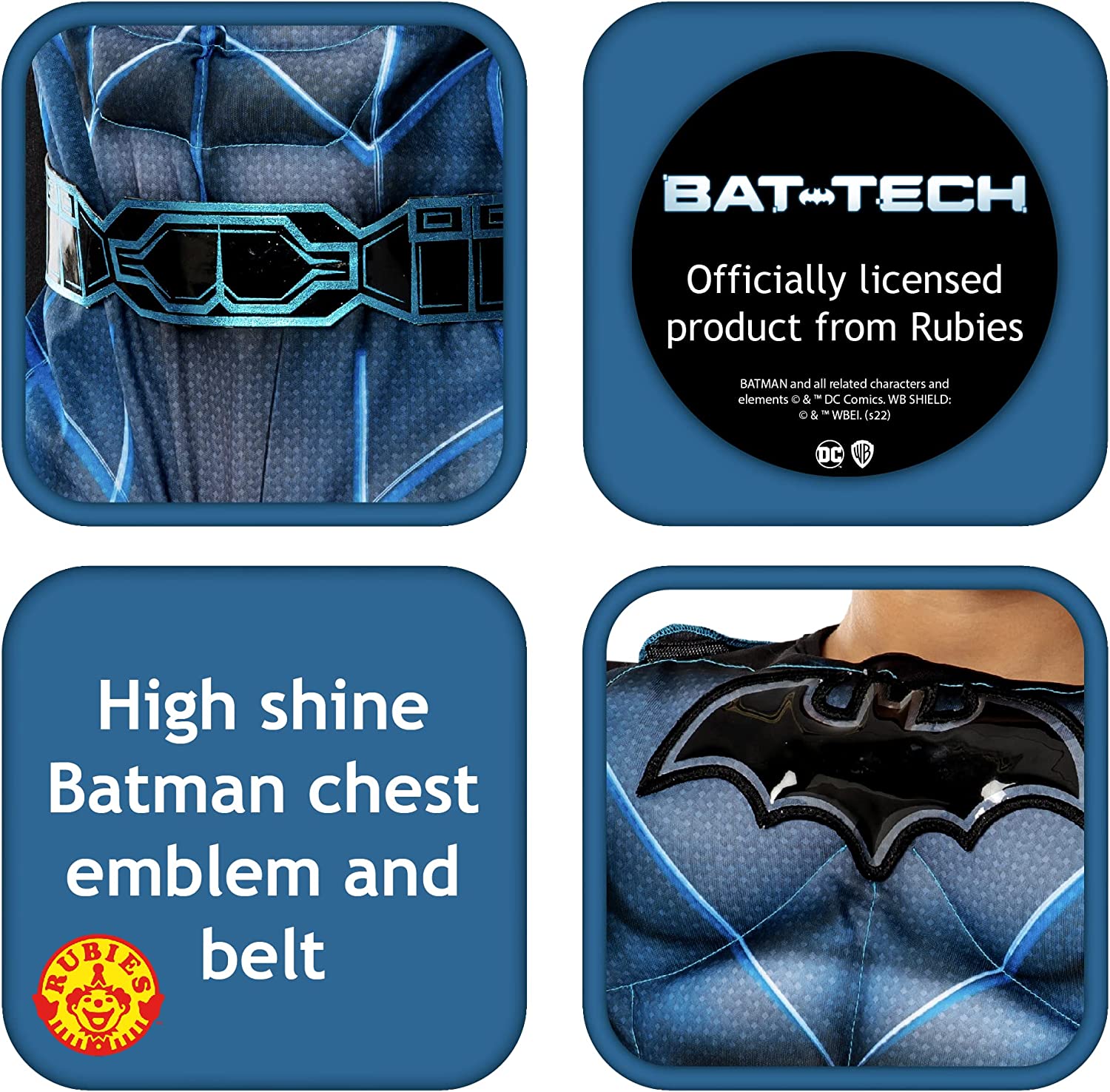 Rubies Official DC Bat-Tech Batman Child Costume, Kids Superhero Fancy Dress Halloween