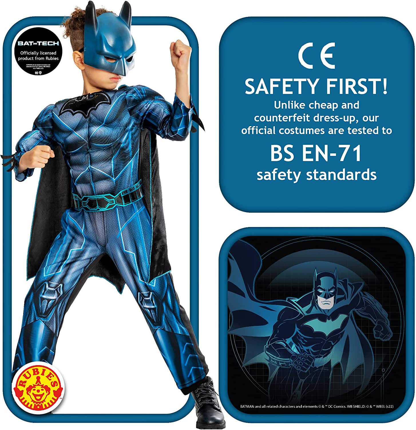 Rubies Official DC Bat-Tech Batman Child Costume, Kids Superhero Fancy Dress Halloween