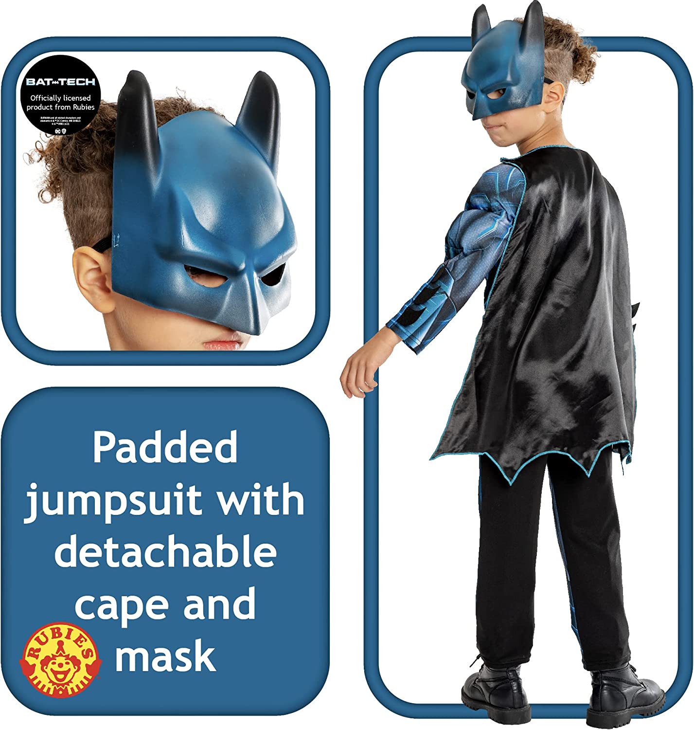 Rubies Official DC Bat-Tech Batman Child Costume, Kids Superhero Fancy Dress Halloween