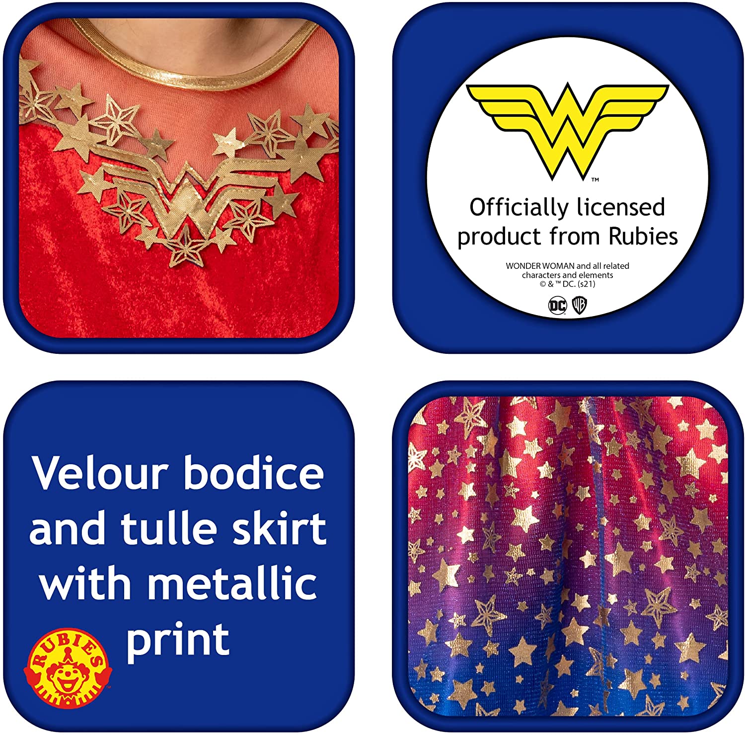 Rubie's Official DC Wonder Woman Deluxe Child Dress, Kids Superhero Fancy Dress Halloween
