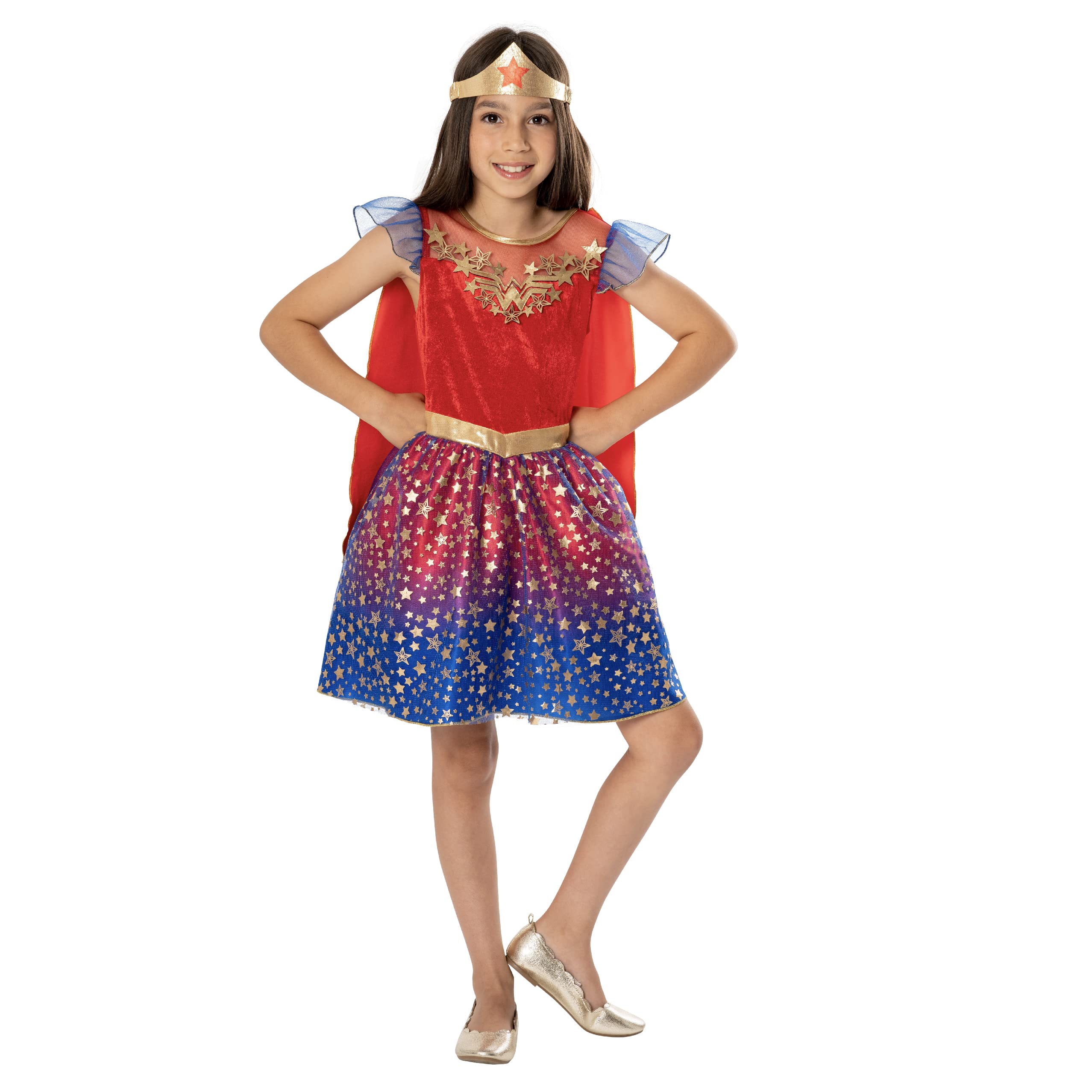 Rubie's Official DC Wonder Woman Deluxe Child Dress, Kids Superhero Fancy Dress Halloween