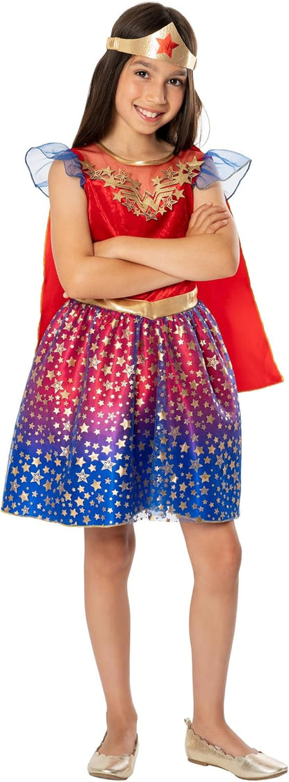Rubie's Official DC Wonder Woman Deluxe Child Dress, Kids Superhero Fancy Dress Halloween
