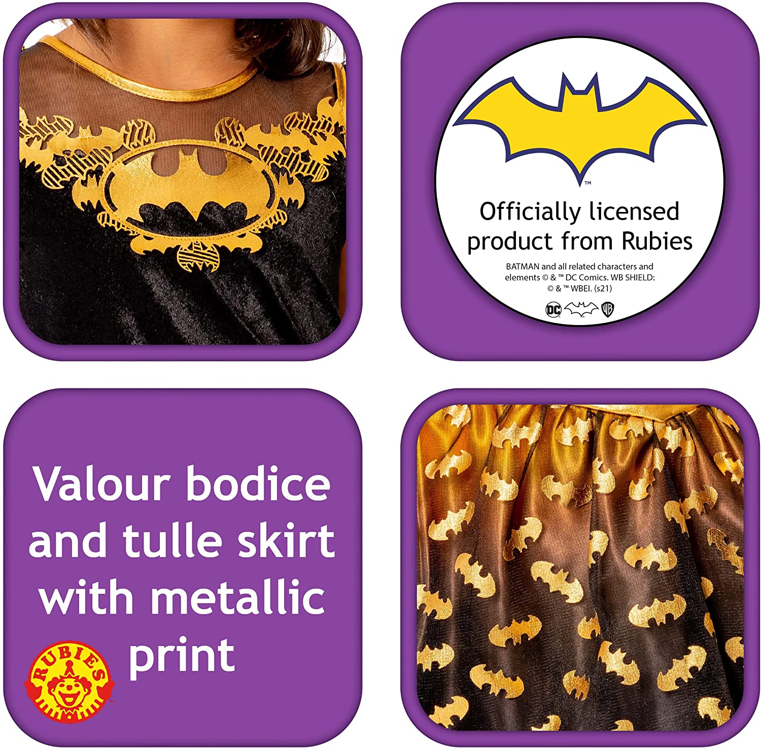Rubies Official DC Batgirl Deluxe Child Dress, Kids Superhero Fancy Dress, Medium 5-6 Years Halloween Halloween