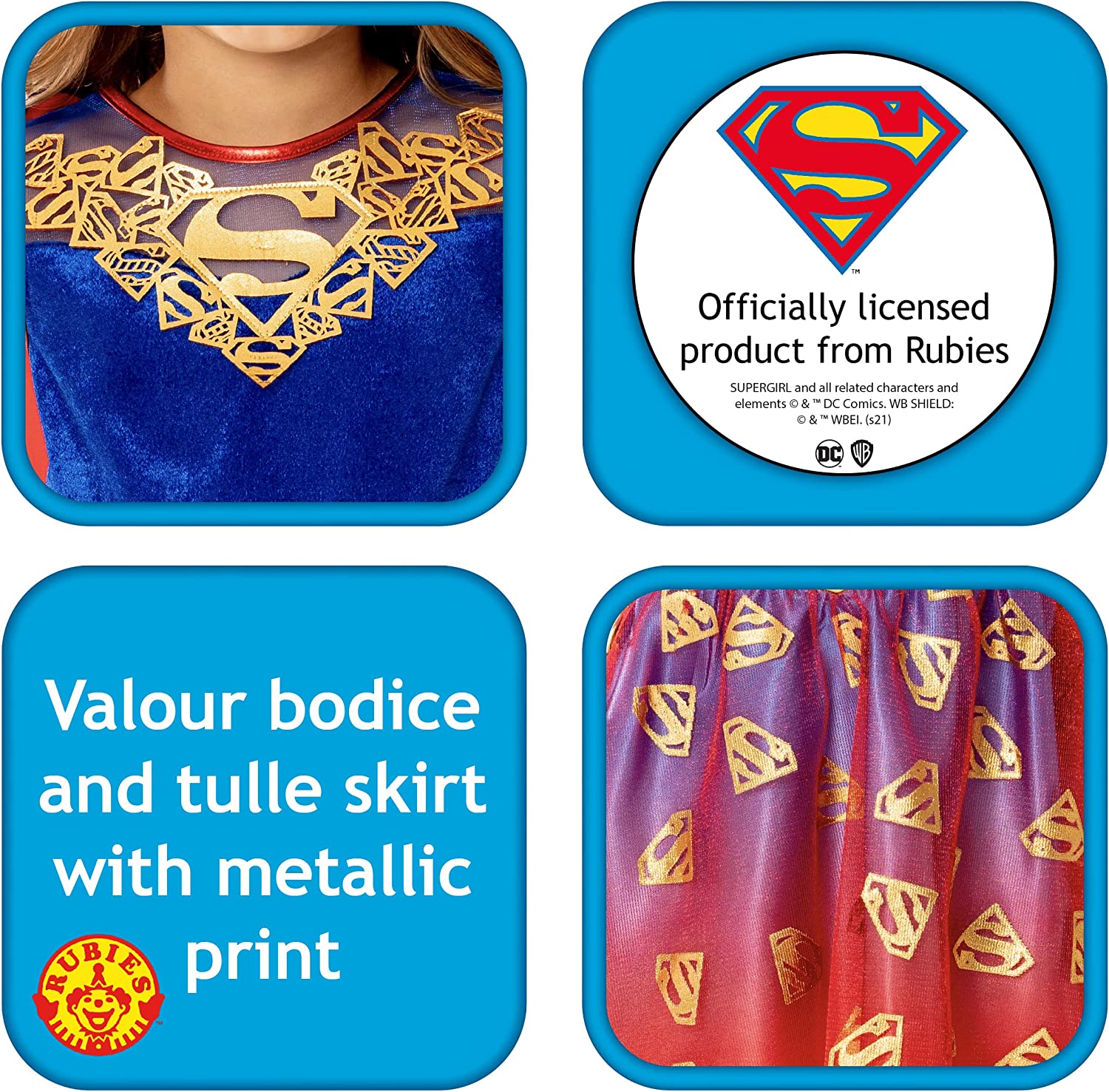 Rubie's Official DC Supergirl Deluxe Child Dress, Kids Superhero Fancy Dress