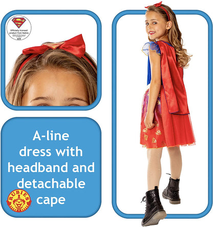 Rubie's Official DC Supergirl Deluxe Child Dress, Kids Superhero Fancy Dress
