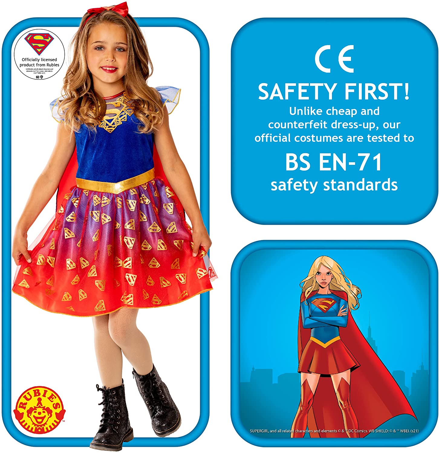 Rubie's Official DC Supergirl Deluxe Child Dress, Kids Superhero Fancy Dress