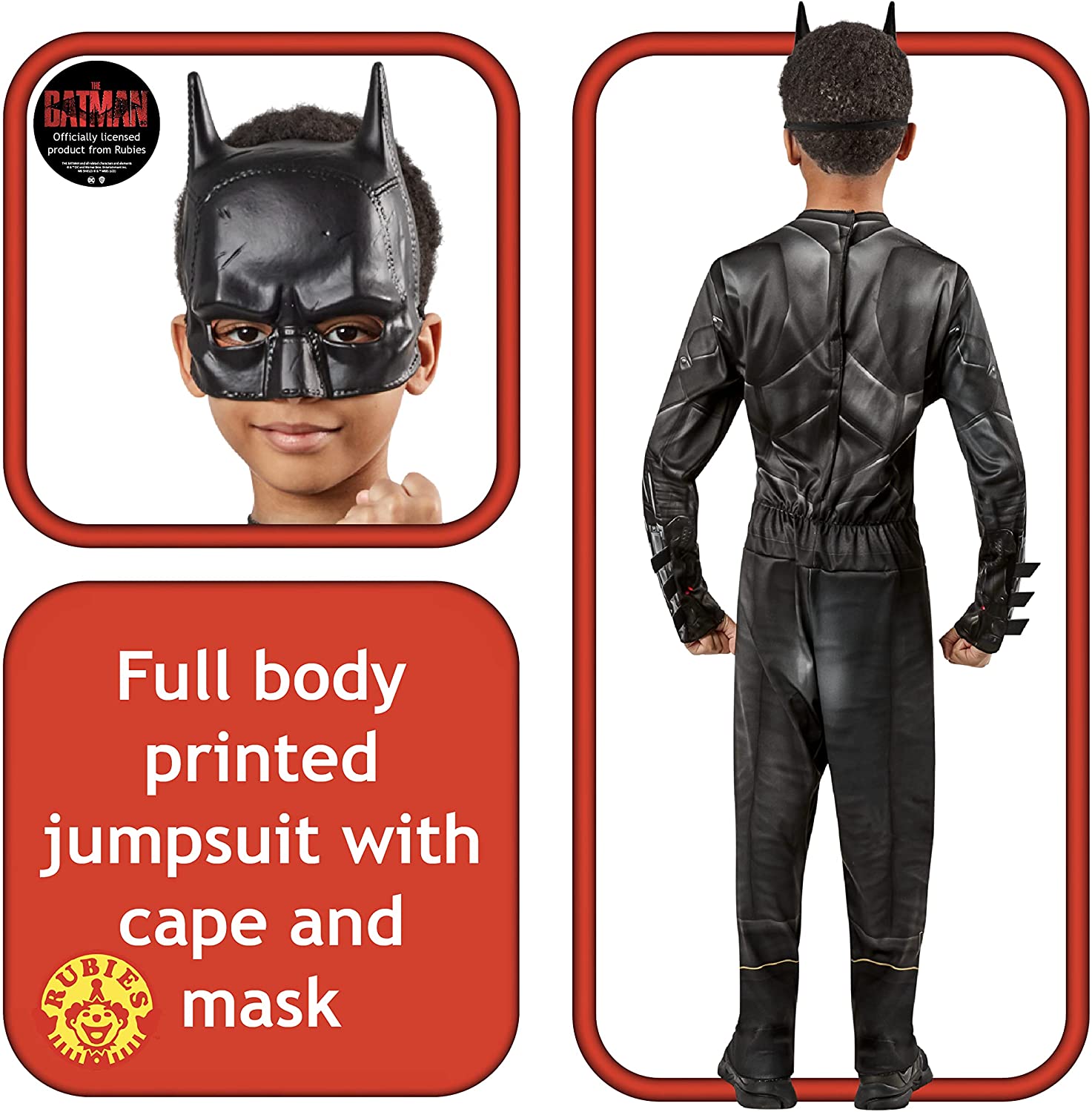 Rubies Official DC The Batman, Batman Classic Child Costume, Kids Superhero Fancy Dress Halloween