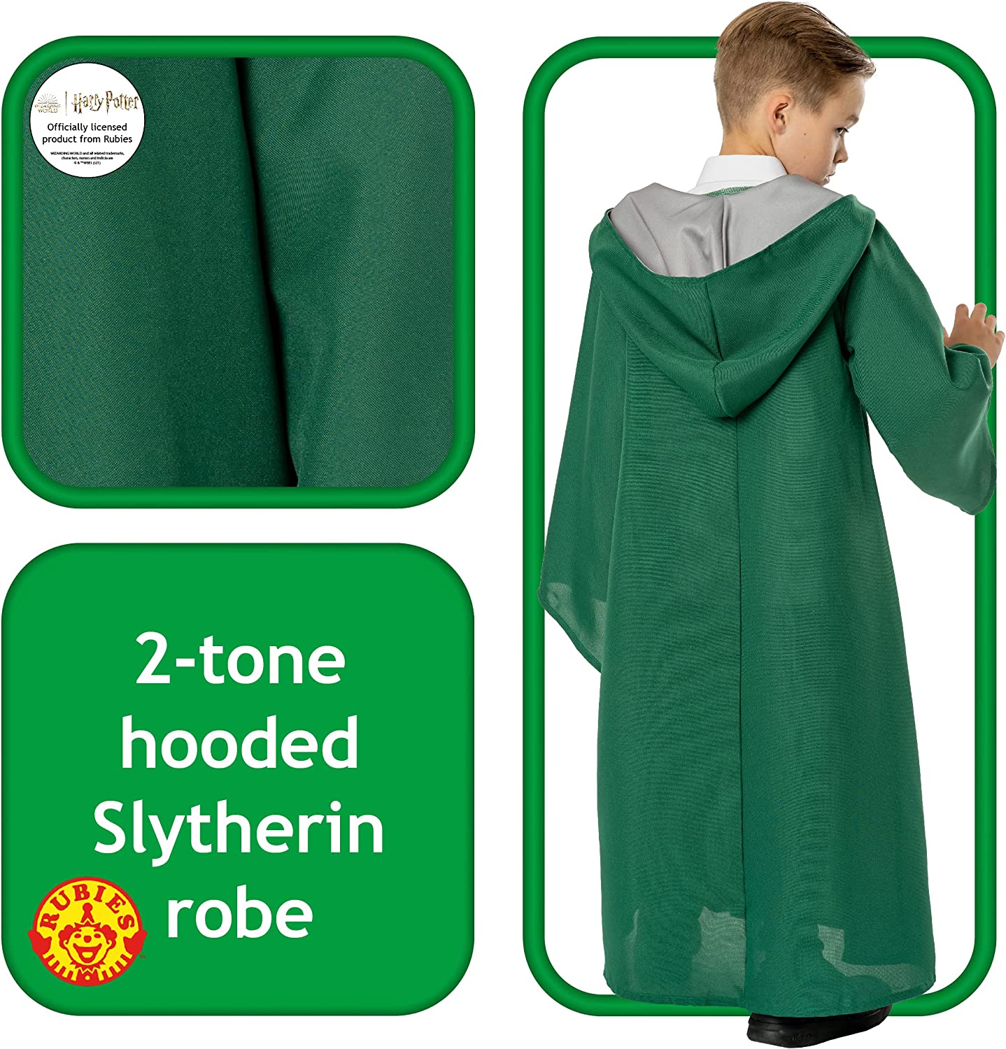 Rubies Official Harry Potter Slytherin Quidditch Child Robe, Kids Fancy Dress