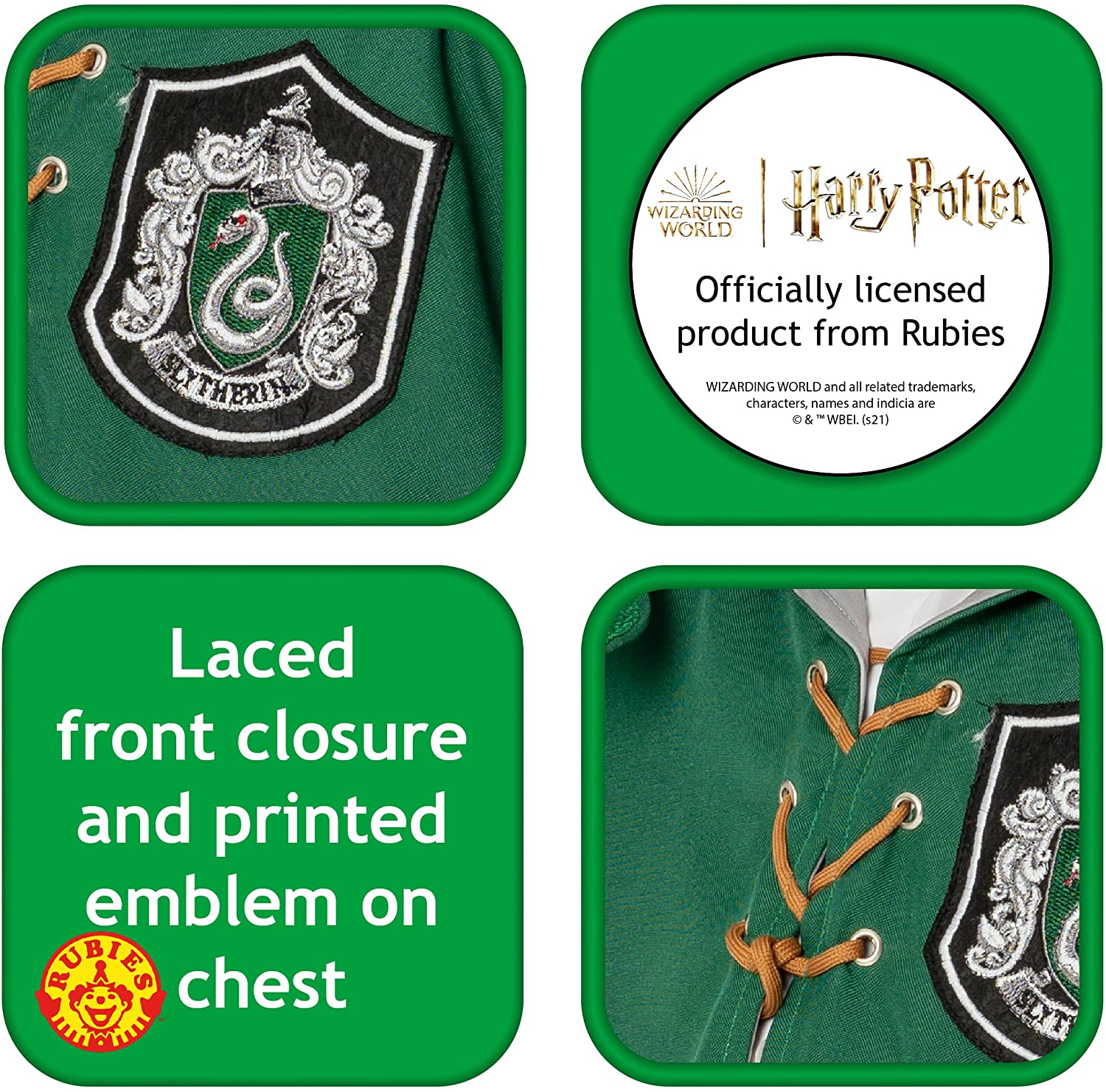 Rubies Official Harry Potter Slytherin Quidditch Child Robe, Kids Fancy Dress