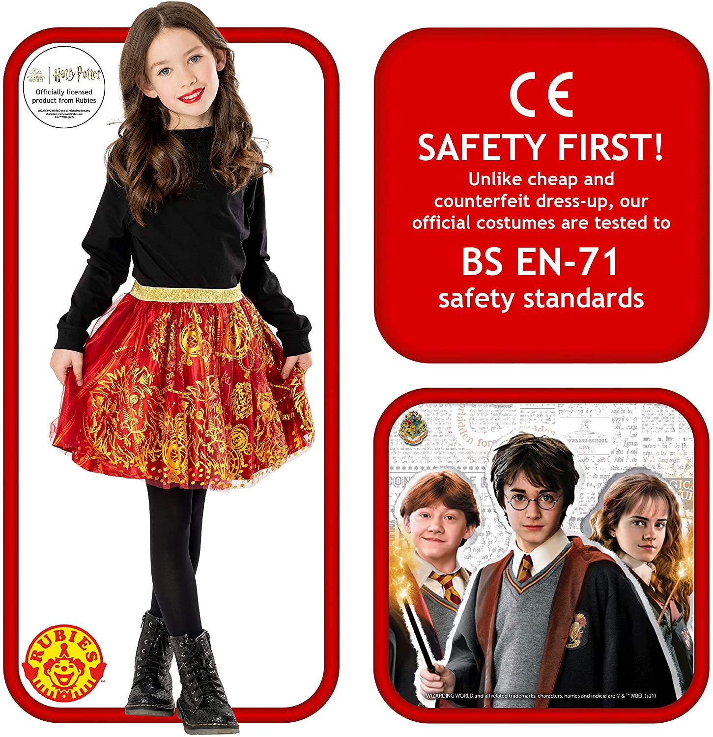 Rubies Official Harry Potter Gryffindor Child Tutu, Kids Fancy Dress, One Size Age 7-10 years Halloween Halloween