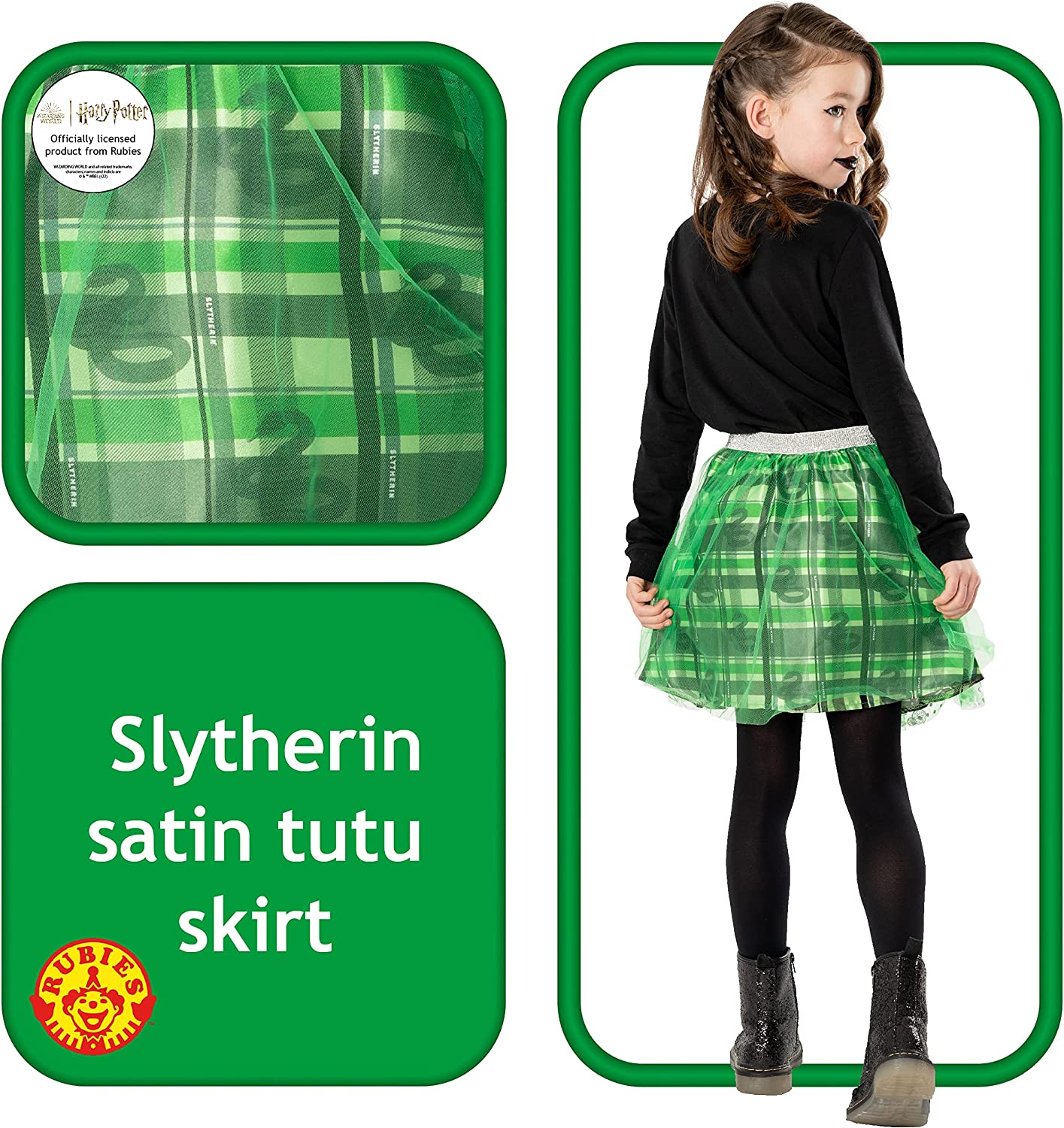 Rubie's - Tutù ufficiale Harry Potter Serpeverde per bambini, taglia unica, età 7-10 anni (3013169-10