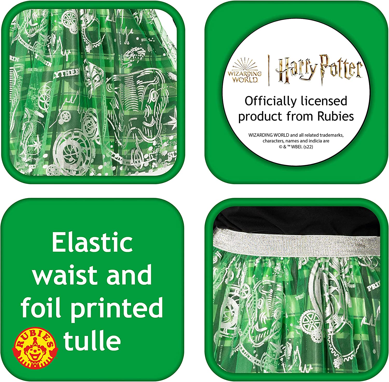 Rubie's - Tutù ufficiale Harry Potter Serpeverde per bambini, taglia unica, età 7-10 anni (3013169-10