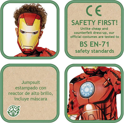 Rubie's Official Marvel Avengers Iron Man Child Costume, Green Collection, Kids Superhero Fancy Dress Halloween