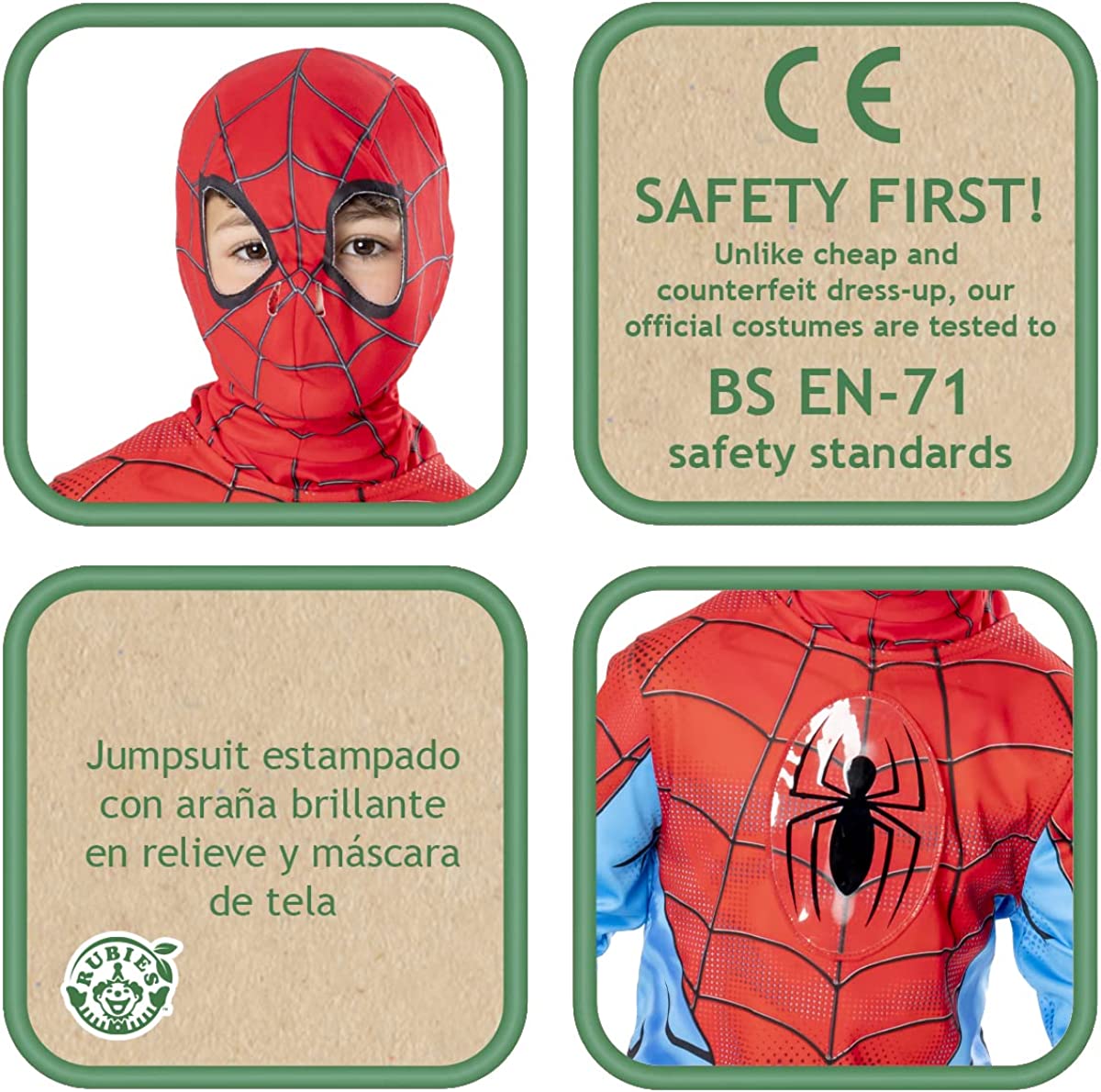 Rubie's Official Marvel Spider-Man Child Costume, Green Collection, Kids Superhero Fancy Dress