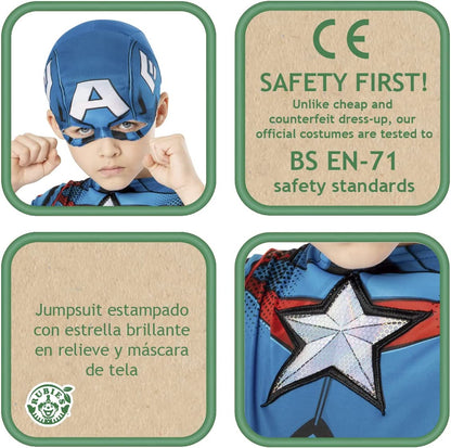 Rubie's Rubies 301325 Captain America Green Col, mehrfarbig, L (7-8 Jahre