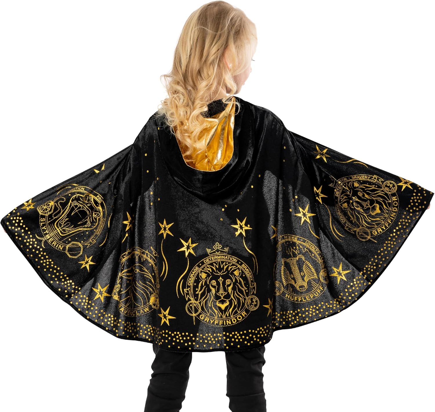 Rubies Official Harry Potter Gold Wizarding World Child Cape, Kids Fancy Dress Age 7-10 years Halloween Halloween