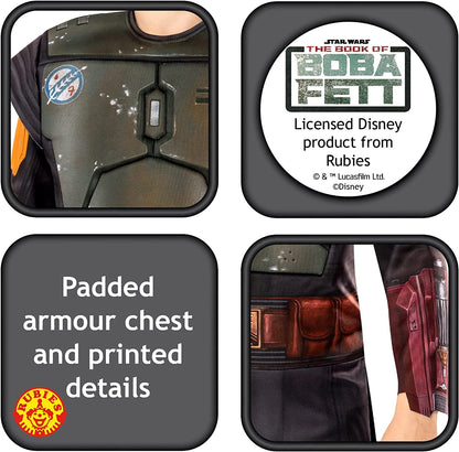 Rubies Official Star Wars Book of Boba Fett - Boba Fett Deluxe Child Costume, Kids Fancy Dress