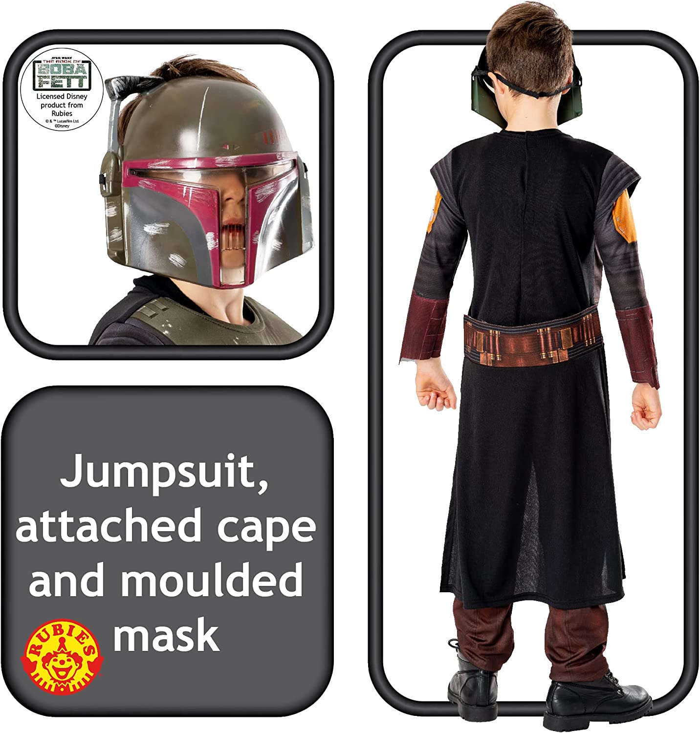 Rubies Official Star Wars Book of Boba Fett - Boba Fett Deluxe Child Costume, Kids Fancy Dress