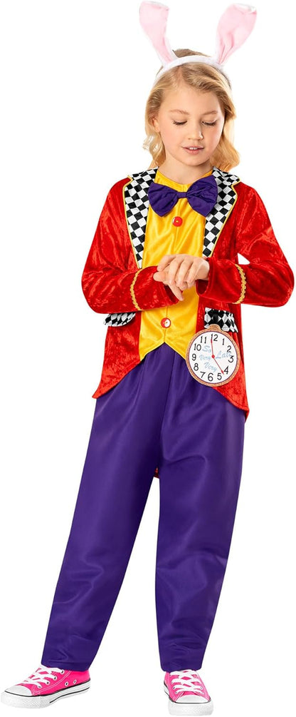 Bristol Novelty 3013497-8000 White Rabbit Costume Kids Fancy Dress, Boys, Multi, 7-8 Years