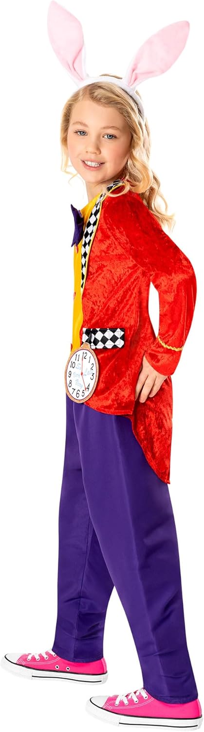 Bristol Novelty 3013497-8000 White Rabbit Costume Kids Fancy Dress, Boys, Multi, 7-8 Years