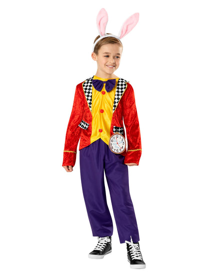 Bristol Novelty 3013497-8000 White Rabbit Costume Kids Fancy Dress, Boys, Multi, 7-8 Years