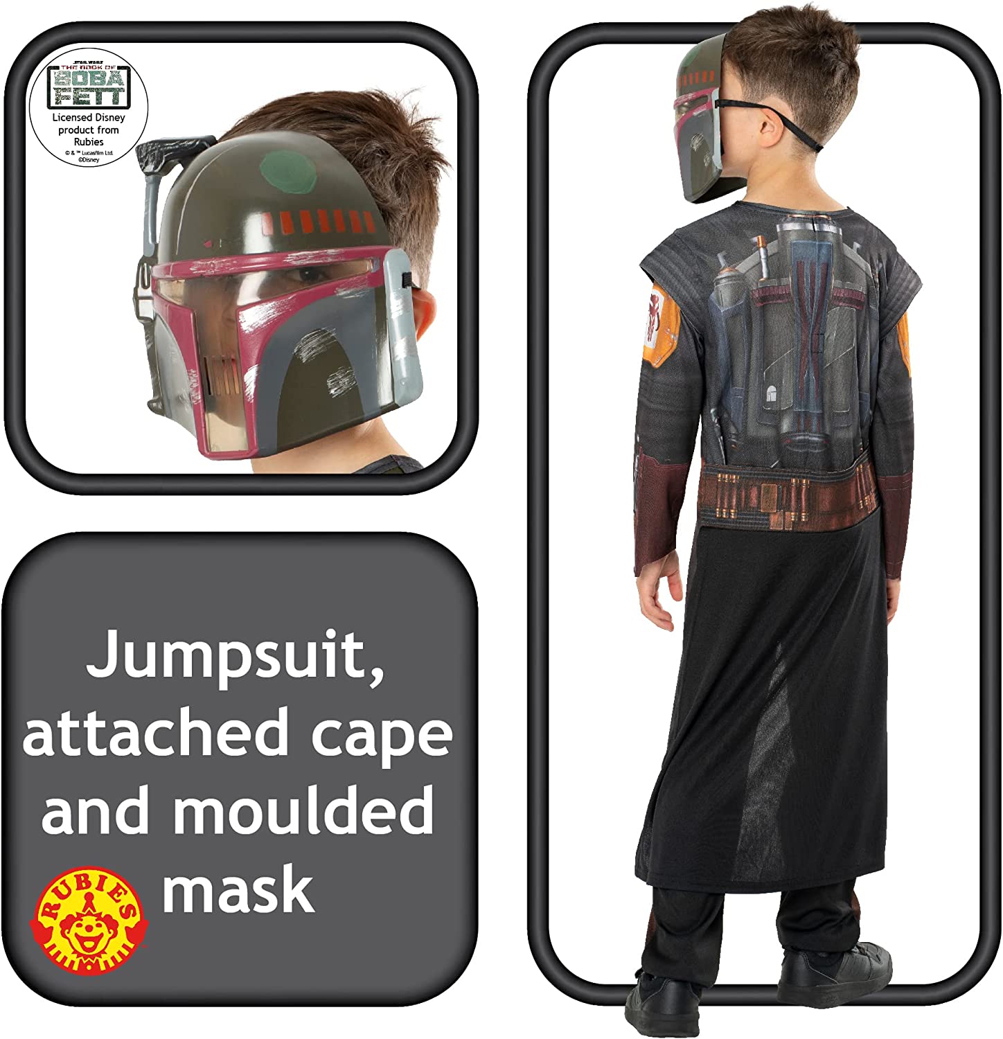 Rubie's Official Star Wars Book of Boba Fett - Boba Fett Classic Child Costume, Kids Fancy Dress Halloween