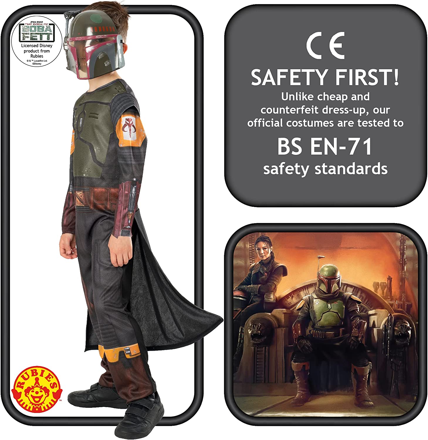 Rubie's Official Star Wars Book of Boba Fett - Boba Fett Classic Child Costume, Kids Fancy Dress Halloween
