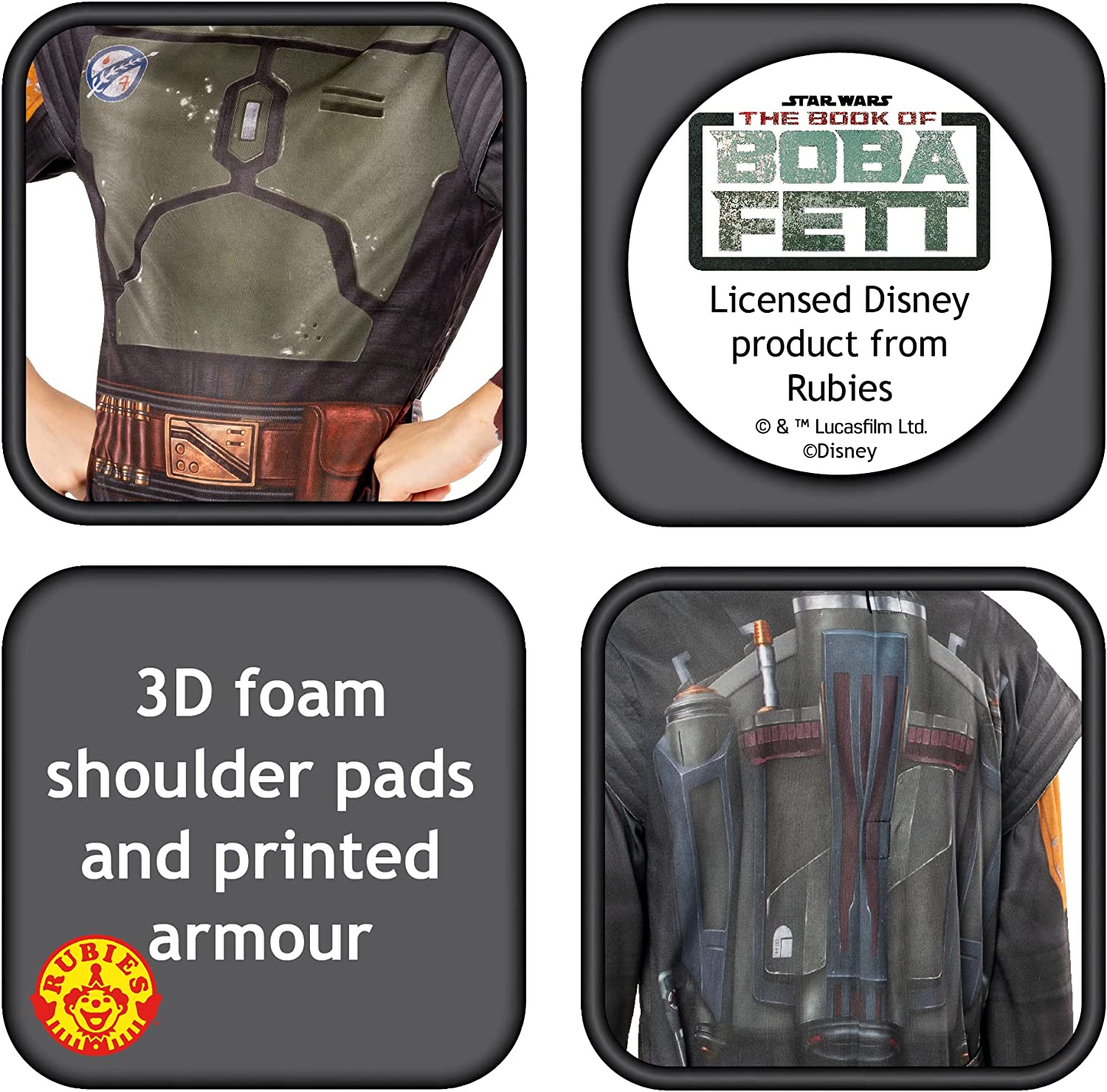 Rubie's Official Star Wars Book of Boba Fett - Boba Fett Classic Child Costume, Kids Fancy Dress Halloween