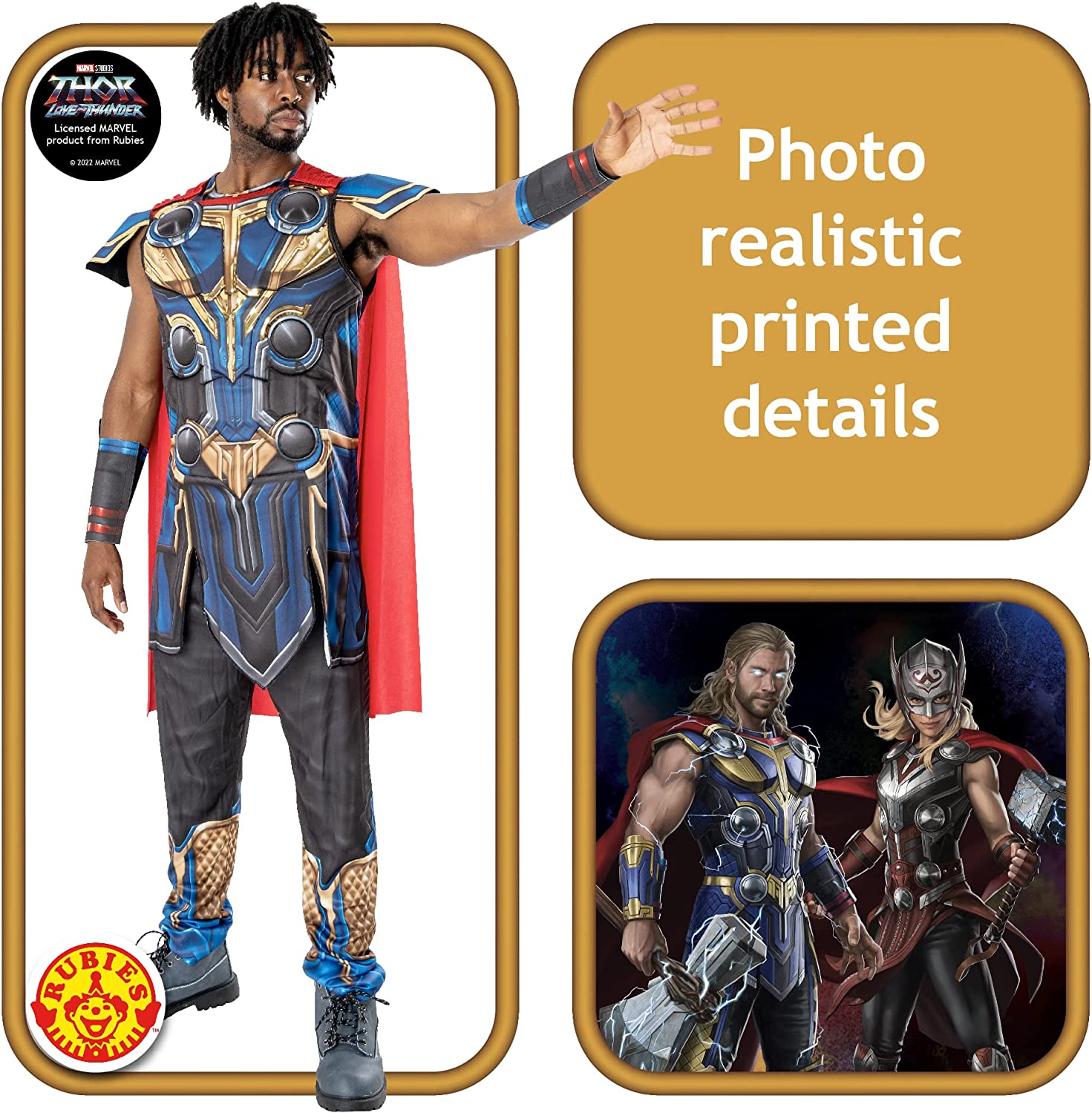 Rubies Official Marvel Thor Love and Thunder Movie, Thor Deluxe Mens Costume, Adult Fancy Dress