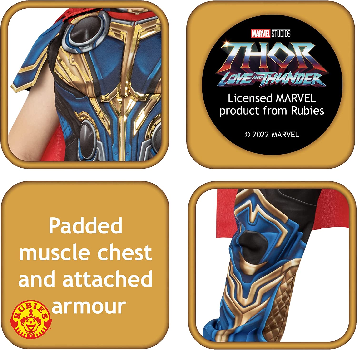 Rubies Official Marvel Thor: Love and Thunder Thor Deluxe Child Costume, Kids Fancy Dress
