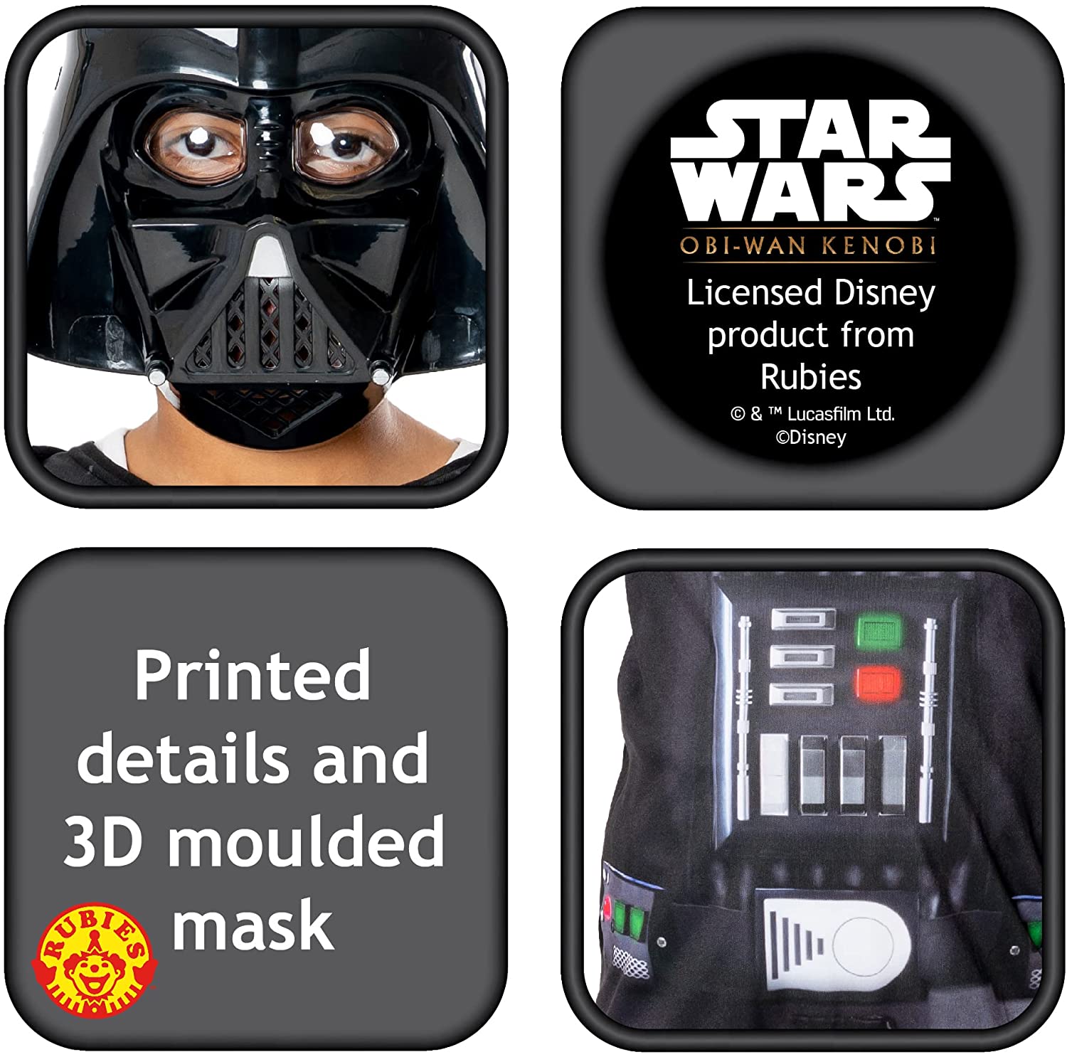 Rubie's Official Star Wars Obi Wan Kenobi Series - Darth Vader Kenobi Classic Child Costume, Kids Fancy Dress