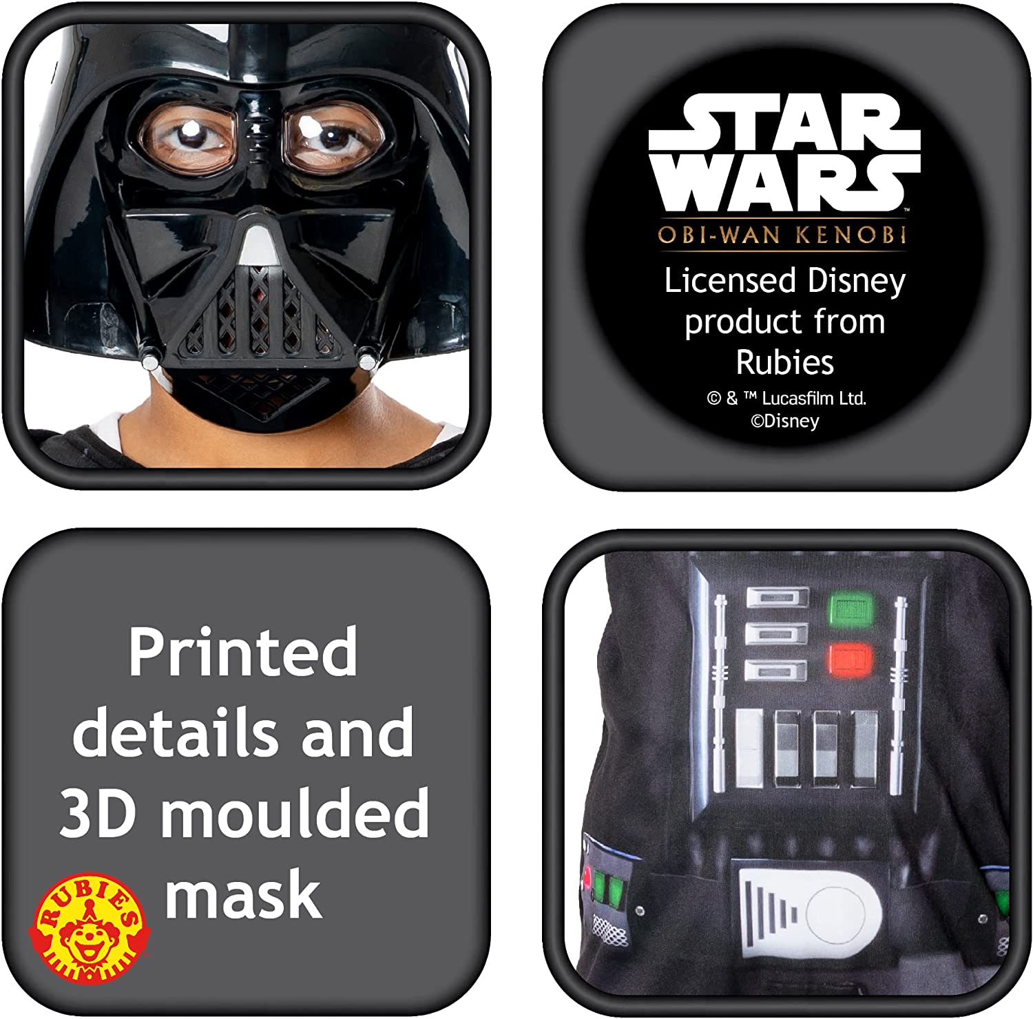 Rubie's Official Star Wars Obi Wan Kenobi Series - Darth Vader Kenobi Classic Child Costume, Kids Fancy Dress