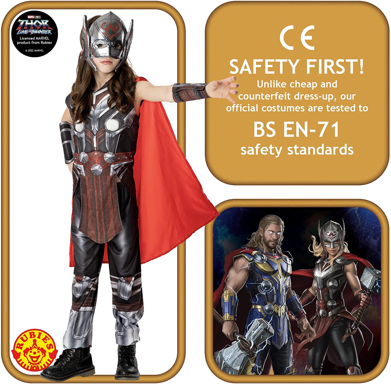 Rubies Official Marvel Thor: Love and Thunder Mighty Thor Deluxe Child Costume, Kids Fancy Dress