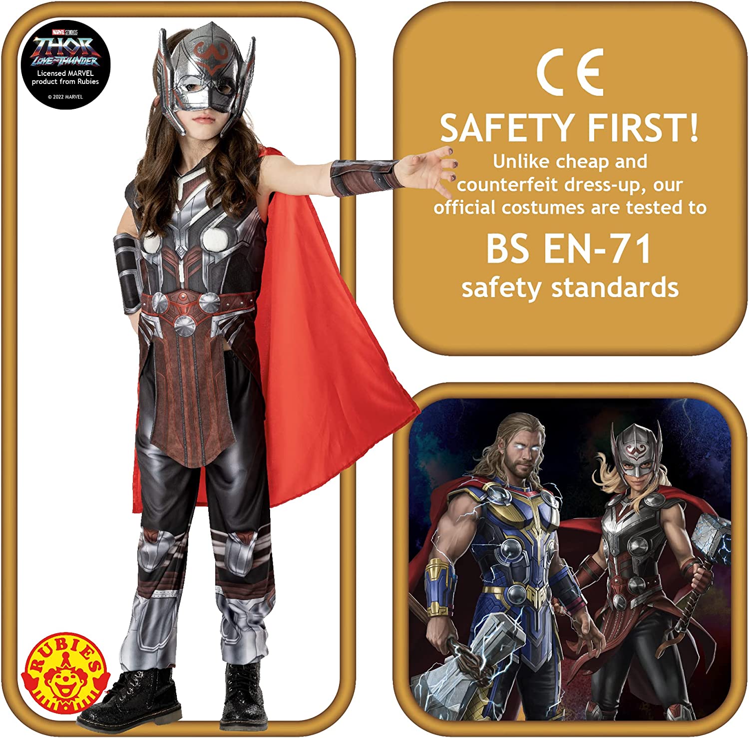 Rubies Official Marvel Thor: Love and Thunder Mighty Thor Deluxe Child Costume, Kids Fancy Dress